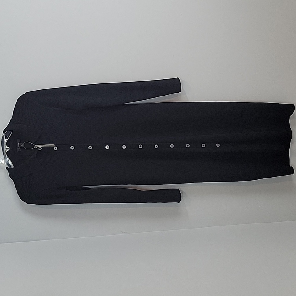J Crew Ribbed button-front black midi dress NWT